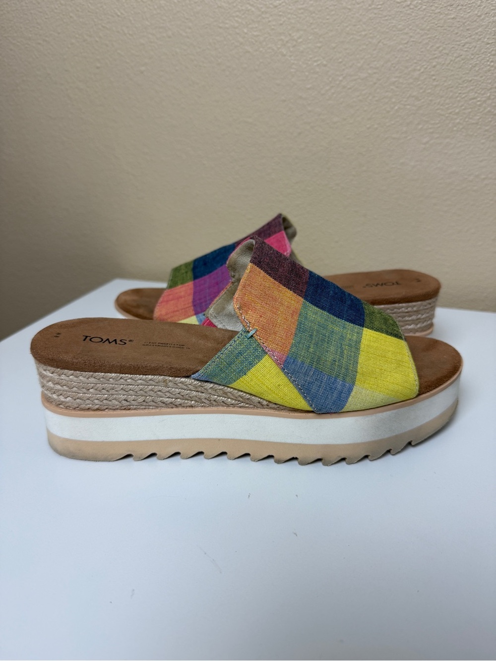 Toms Diana Muled Multi Picnic Plaid Size 8
